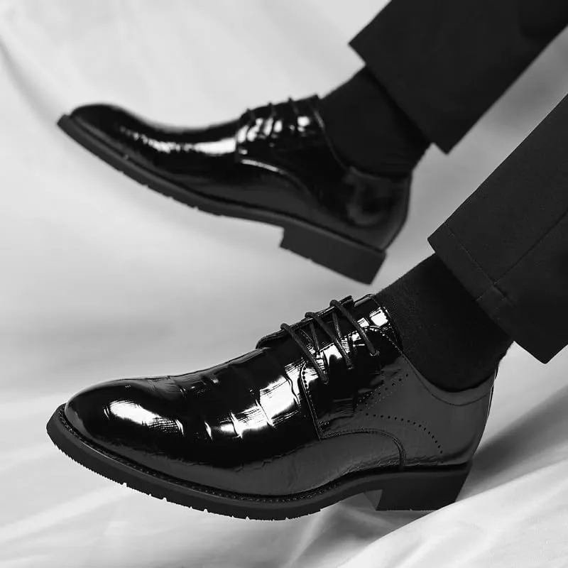 Mens Shiny Pointed Toe Dress Shoes Summer British Style Oxford Shoes Business Formal Office Wedding Shoes(6.5)