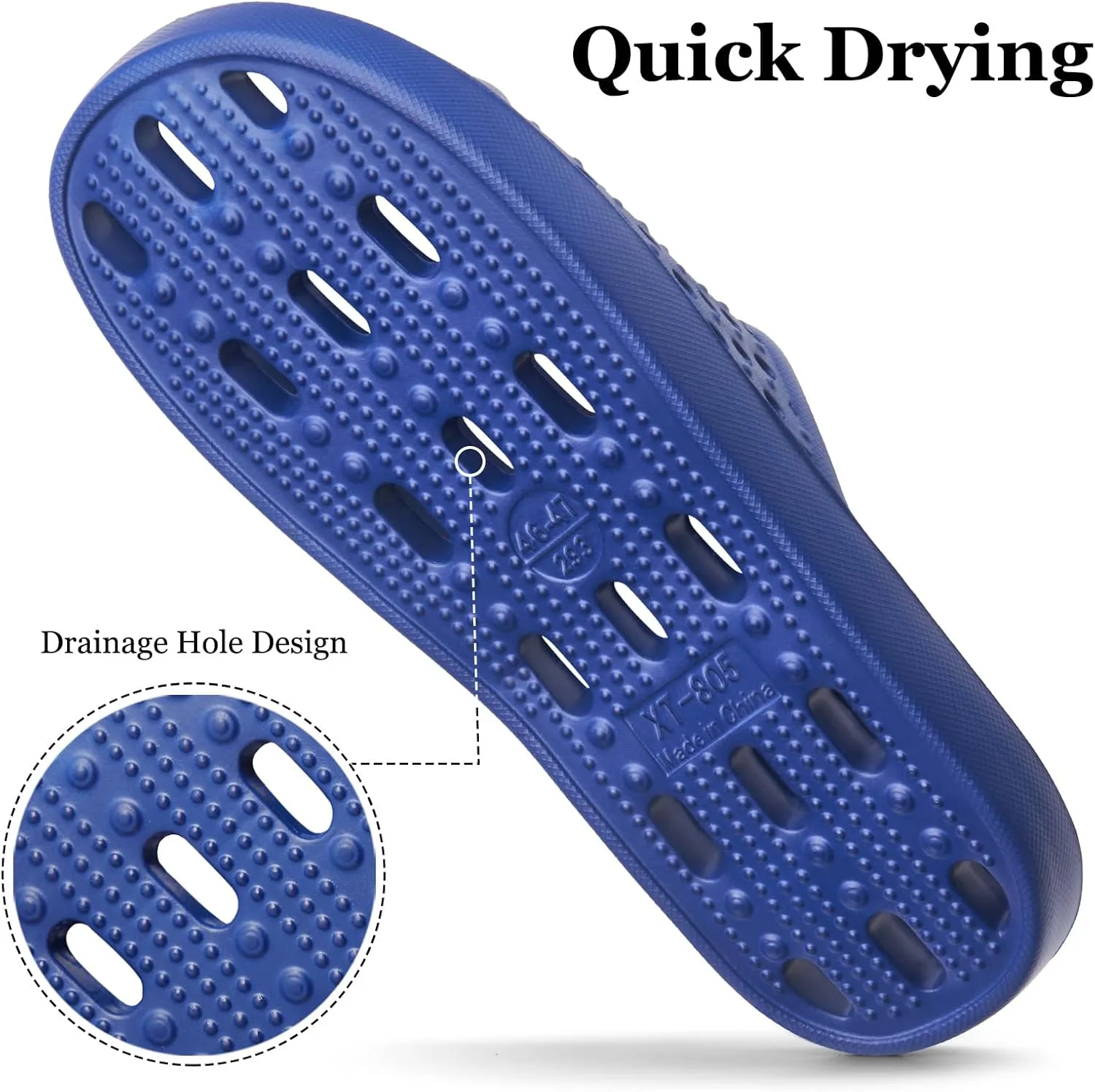 Mens Shower Shoes With Holes Dry Quickly Bath Slippers Womens Non Slip Indoor Home Bedroom Pool Spa Guest College Dorm