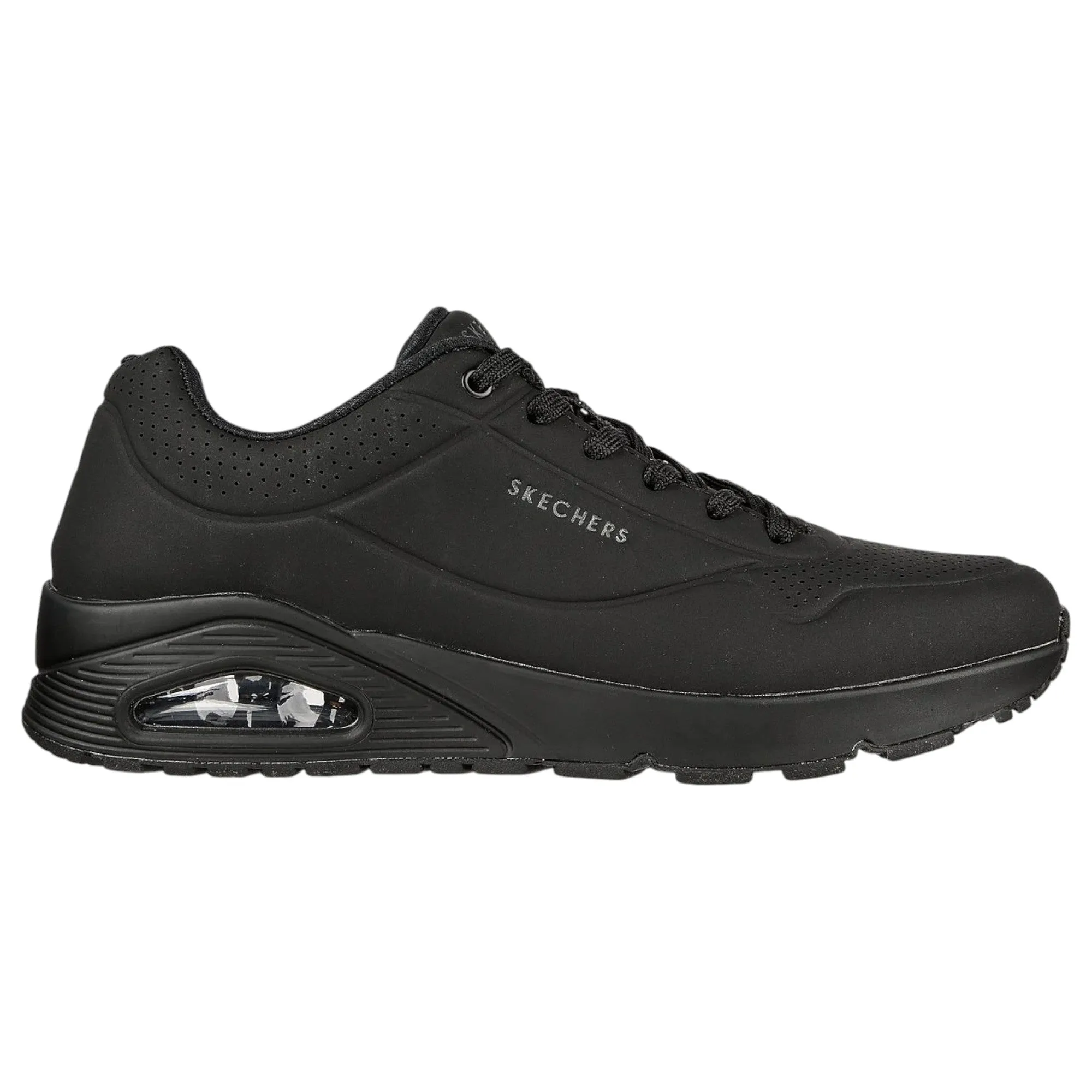 Mens Skechers Uno - Stand On Air Wide Shoes Black/Black