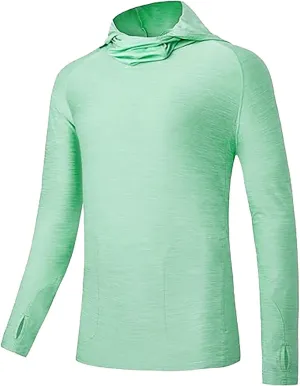 Men's Sun Protection Hoodie Shirts with Mask Long Sleeve UPF 50  Fishing Shirt Summer Rash Guards Cooling Hiking Tees