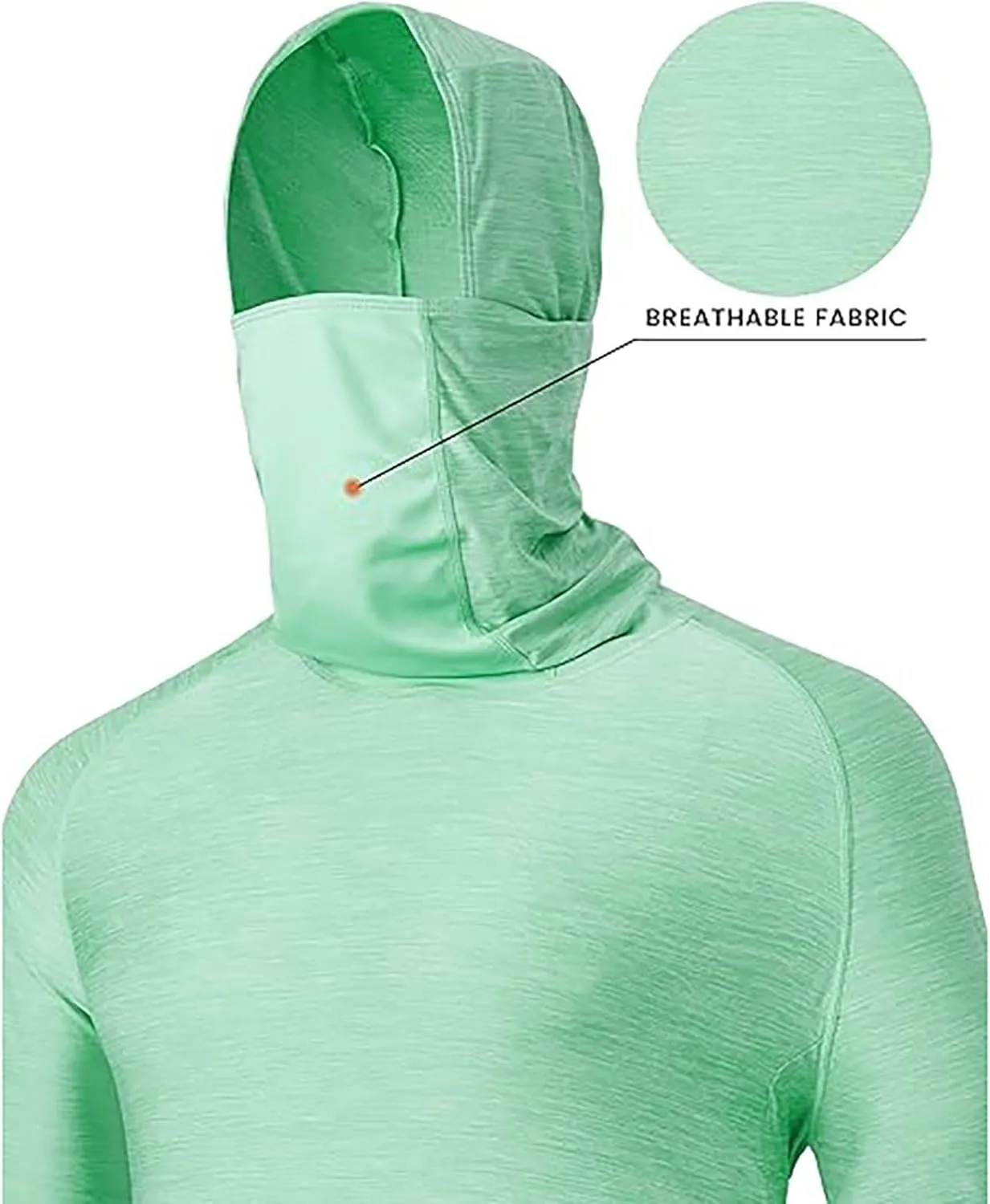 Men's Sun Protection Hoodie Shirts with Mask Long Sleeve UPF 50  Fishing Shirt Summer Rash Guards Cooling Hiking Tees