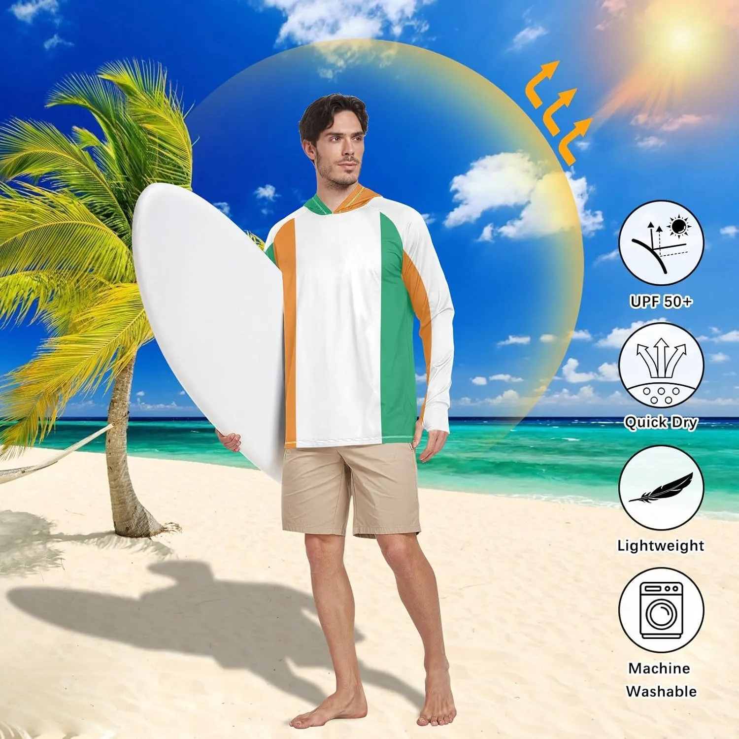 Men's Sun Shirts UPF 50  Sun Protection Hoodie SPF Jacket with Long Sleeves UV Protection Shirt Outdoor Hiking