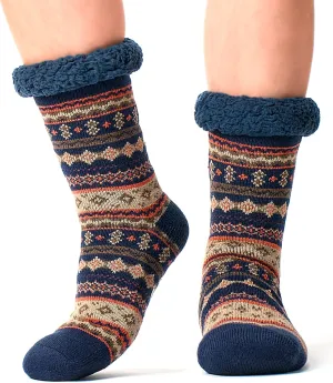 Men's Warm Slipper Socks with Grips, Winter Thermal Cabin Fuzzy Socks, Cozy Christmas Gifts for Men Unique