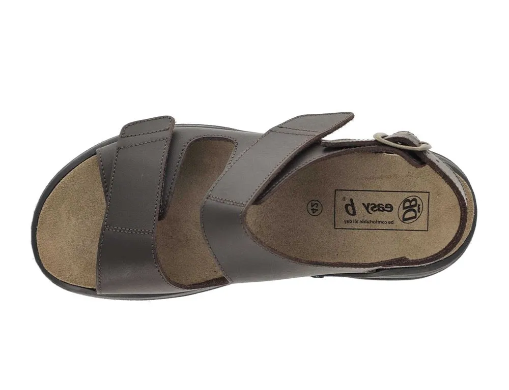 Mens Wide Fit Adjustable Alfie Brown Sandals