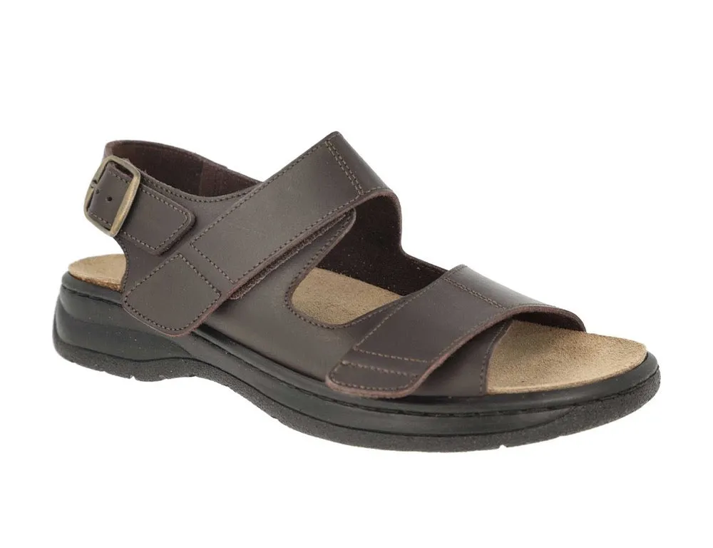 Mens Wide Fit Adjustable Alfie Brown Sandals