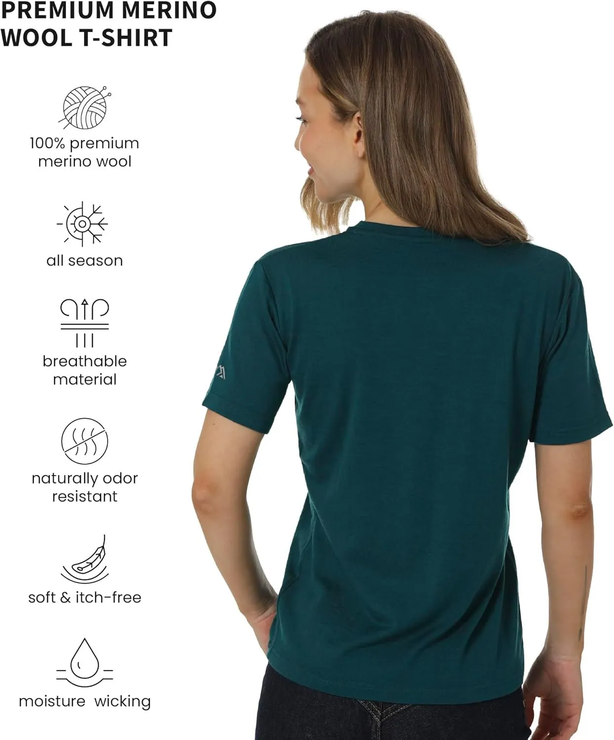 Merino.tech Merino Wool T Shirt Women - 100% Merino Wool Base Layer Women Short Sleeve Moisture-Wicking Tee and Hiking Socks