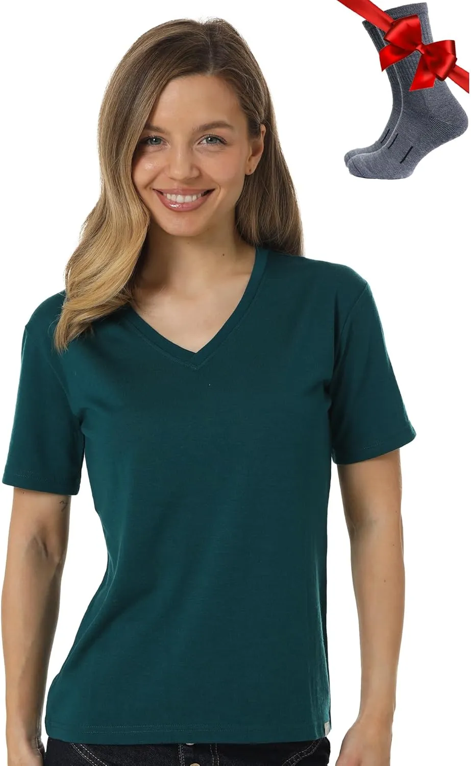 Merino.tech Merino Wool T Shirt Women - 100% Merino Wool Base Layer Women Short Sleeve Moisture-Wicking Tee and Hiking Socks