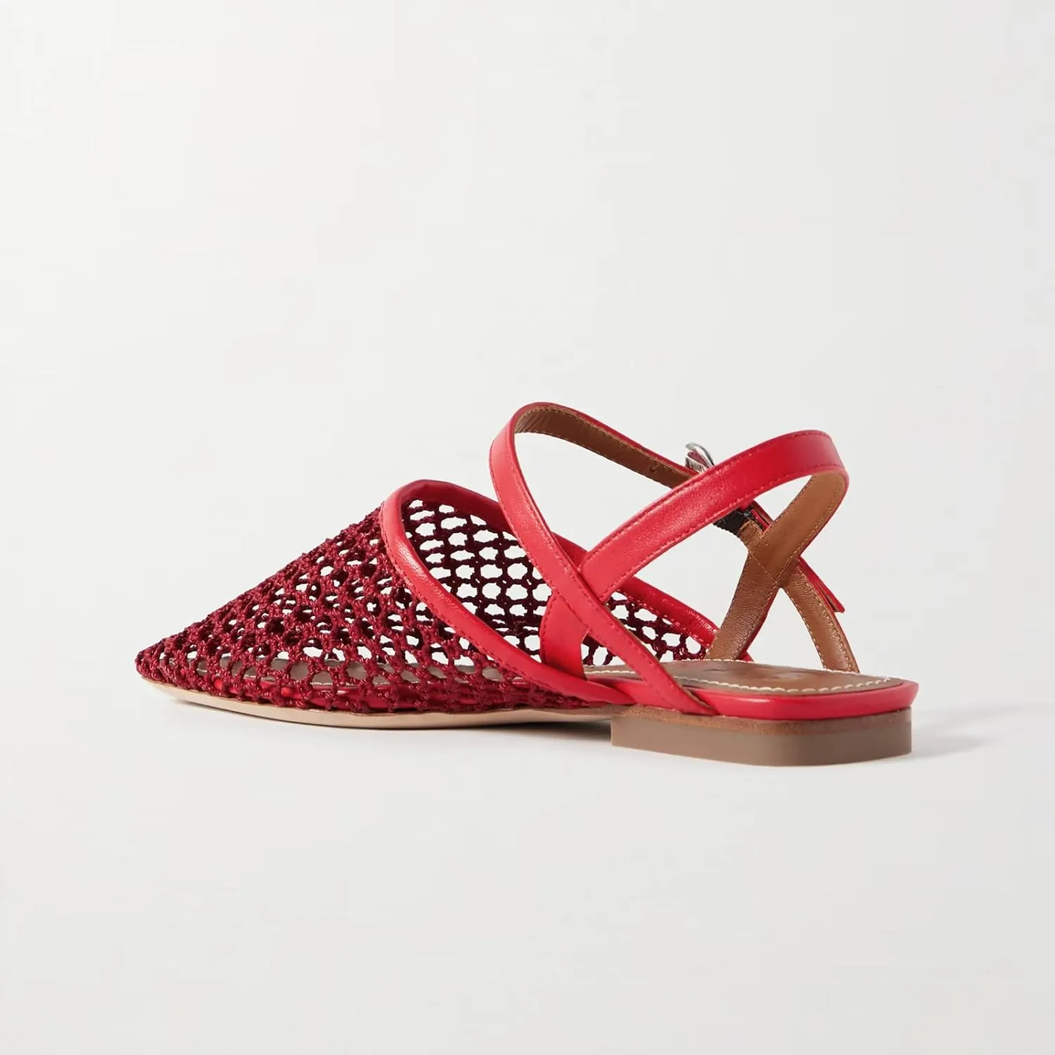 Mesh Ballet Flats for Women Slingback Flats Round Toe Mary Jane Flat Fishnet Ballerina Shoes Comfortable Casual with Buckle Strap