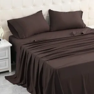 MICORAL King Bed Sheets Set, Soft Breathable Bedding Sheet Set, Sheets Set with 16" Deep Pocket Design (4 Pieces, King, Brown)