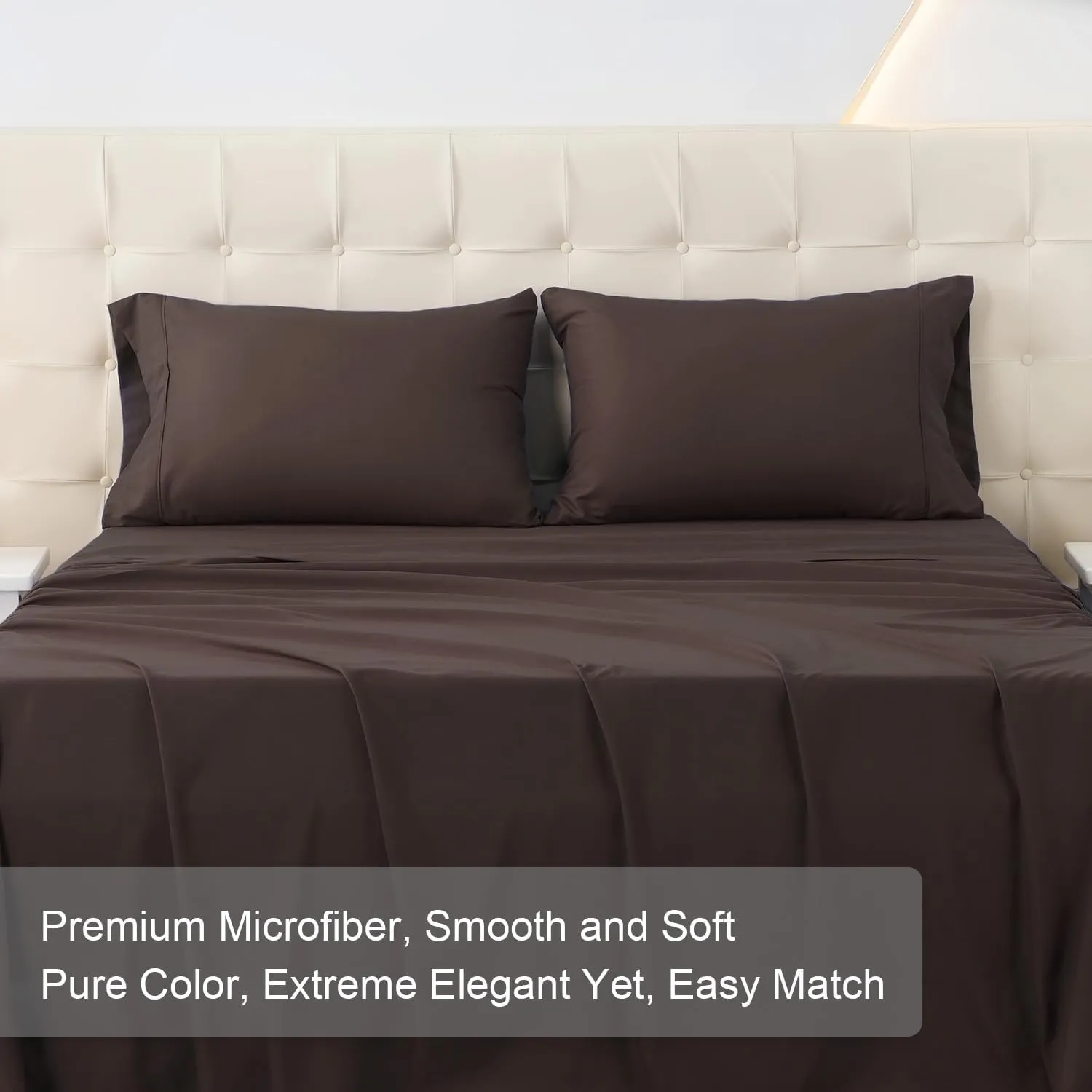 MICORAL King Bed Sheets Set, Soft Breathable Bedding Sheet Set, Sheets Set with 16" Deep Pocket Design (4 Pieces, King, Brown)