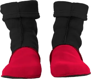 MocSocks - Double-Bottom, Non-Skid Fleece Slipper Socks – Warm and Cozy Booties - Unisex – Large, Red
