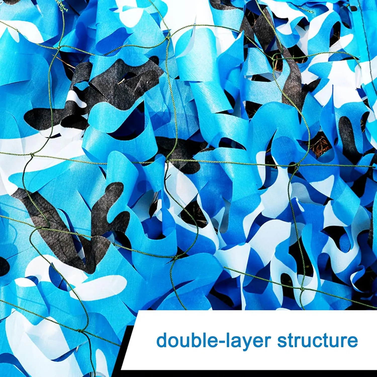 Multipurpose Blue Camo Netting,Sunshade Camouflage Netting,Army Blinds Nets,Hide Hunting Cover,Waterproof Oxford Fabric,for Shooting,Camping,Car Cover,with Mesh Backing