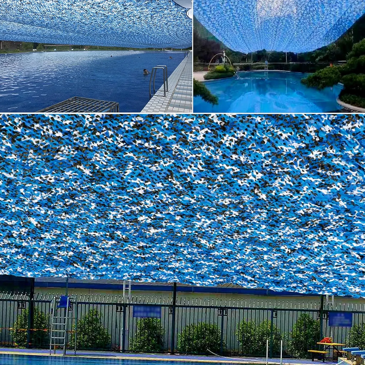 Multipurpose Blue Camo Netting,Sunshade Camouflage Netting,Army Blinds Nets,Hide Hunting Cover,Waterproof Oxford Fabric,for Shooting,Camping,Car Cover,with Mesh Backing