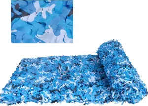 Multipurpose Blue Camo Netting,Sunshade Camouflage Netting,Army Blinds Nets,Hide Hunting Cover,Waterproof Oxford Fabric,for Shooting,Camping,Car Cover,with Mesh Backing