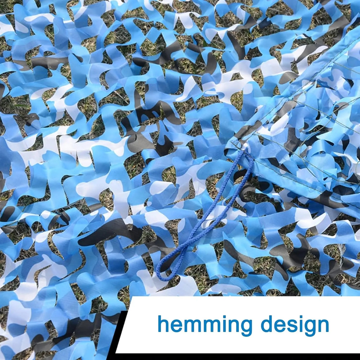 Multipurpose Blue Camo Netting,Sunshade Camouflage Netting,Army Blinds Nets,Hide Hunting Cover,Waterproof Oxford Fabric,for Shooting,Camping,Car Cover,with Mesh Backing