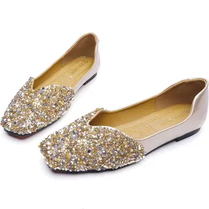 Nanccy Women's Rhinestone Flats Fashion Sequin Wedding Shoes