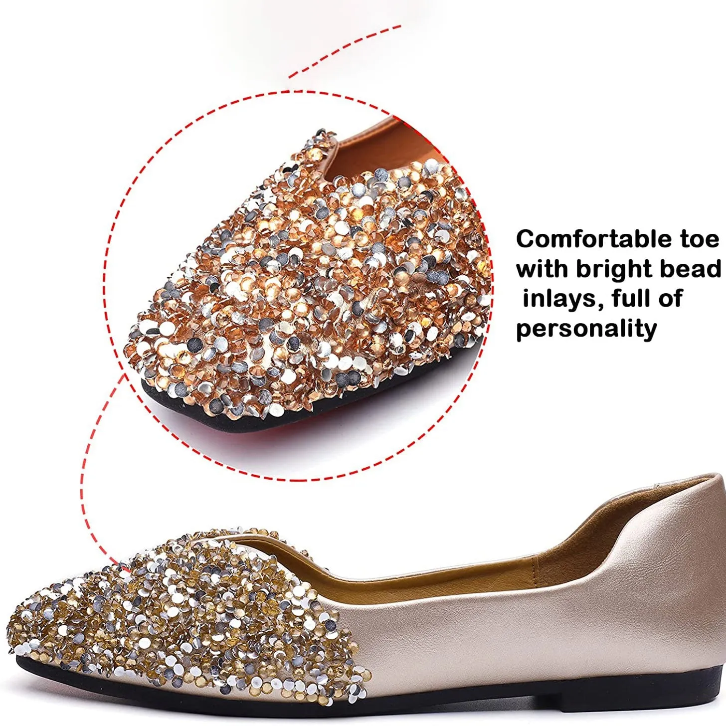 Nanccy Women's Rhinestone Flats Fashion Sequin Wedding Shoes