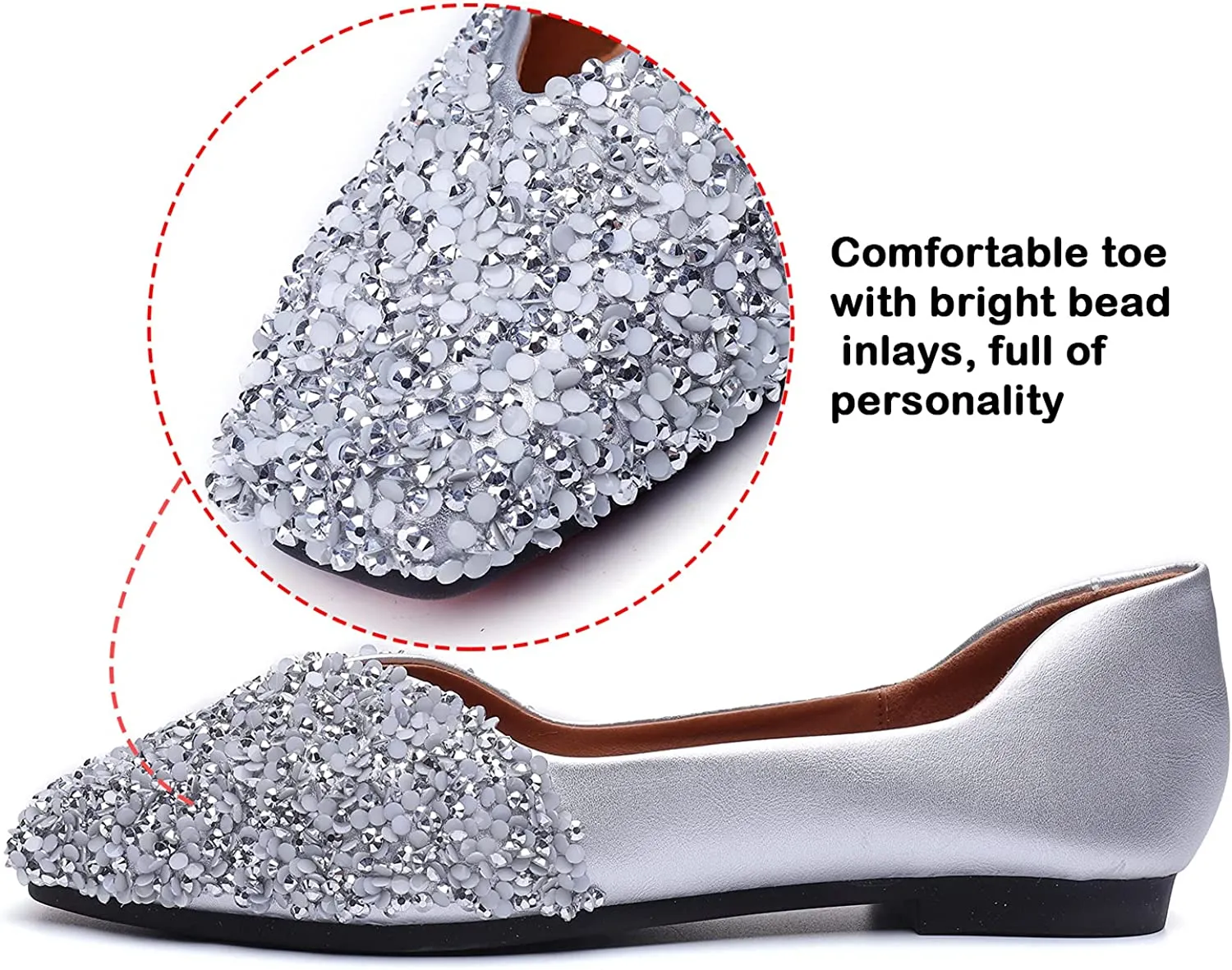 Nanccy Women's Rhinestone Flats Fashion Sequin Wedding Shoes