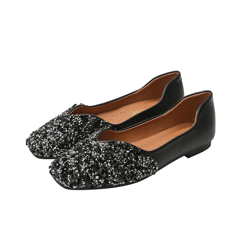Nanccy Women's Rhinestone Flats Fashion Sequin Wedding Shoes