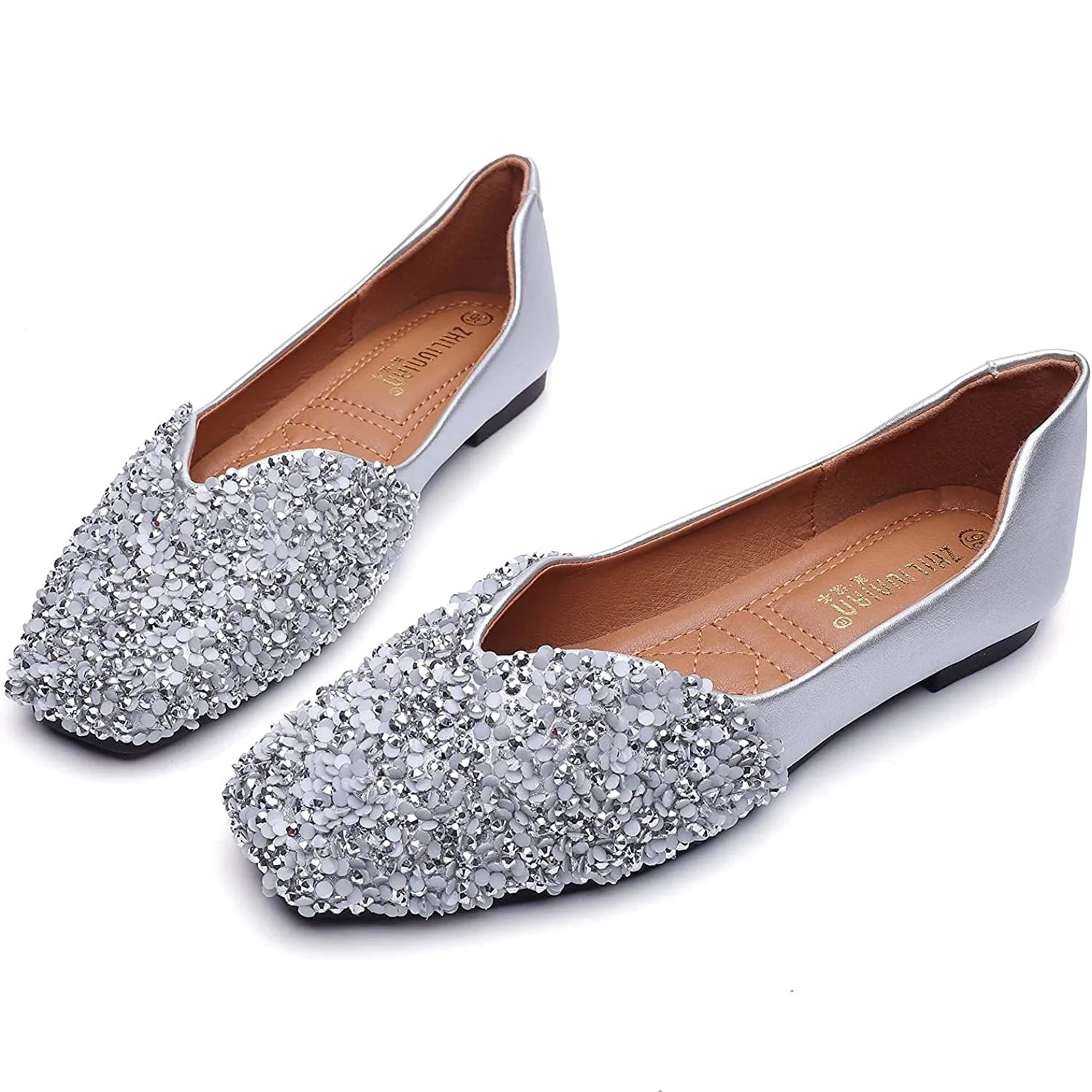 Nanccy Women's Rhinestone Flats Fashion Sequin Wedding Shoes