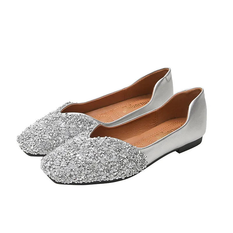 Nanccy Women's Rhinestone Flats Fashion Sequin Wedding Shoes