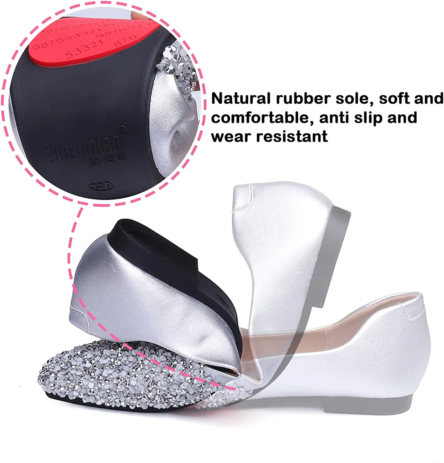 Nanccy Women's Rhinestone Flats Fashion Sequin Wedding Shoes
