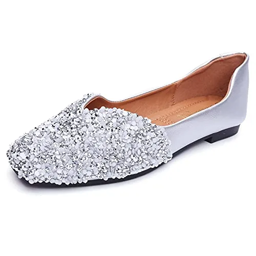 Nanccy Women's Rhinestone Flats Fashion Sequin Wedding Shoes