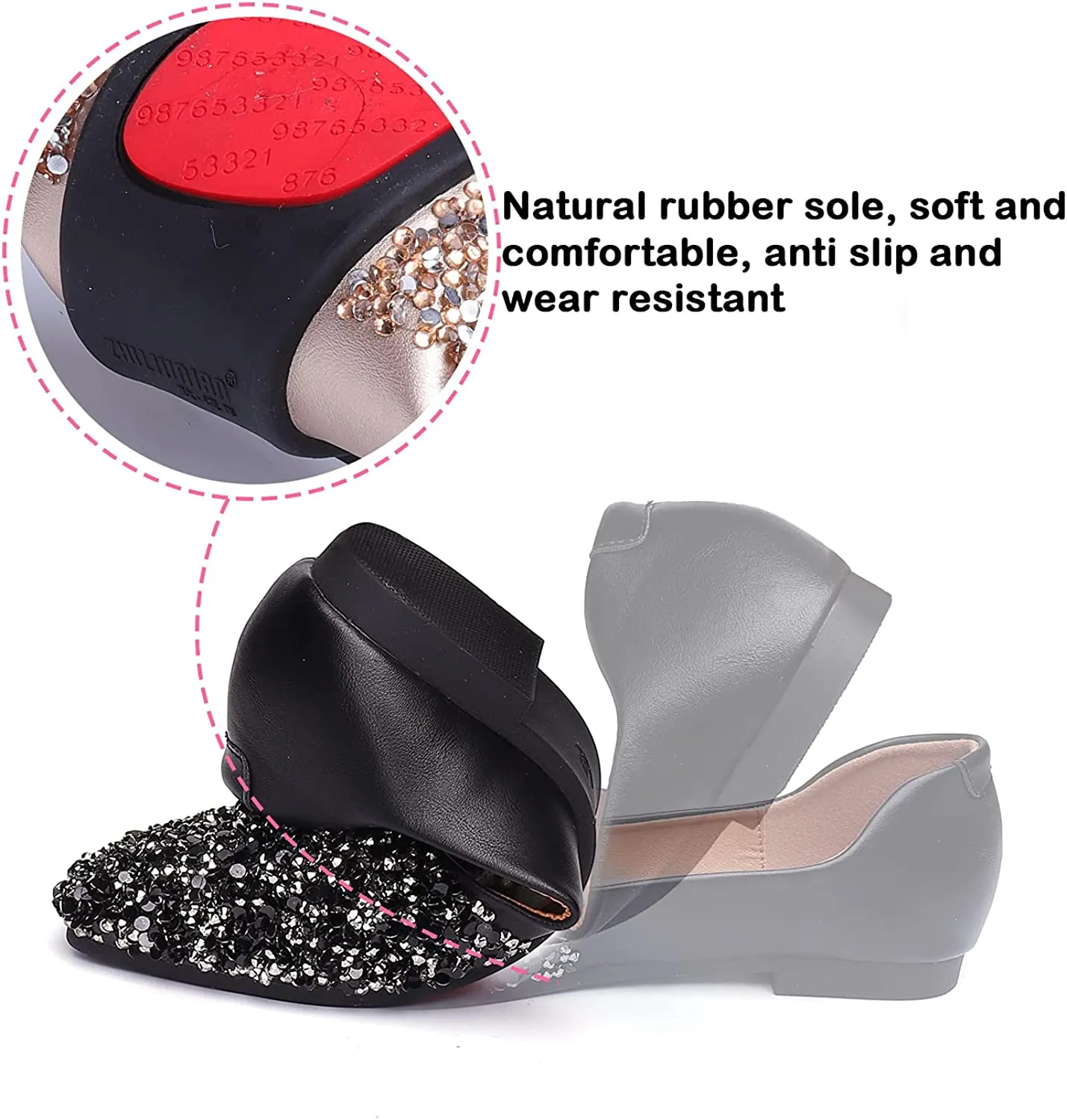 Nanccy Women's Rhinestone Flats Fashion Sequin Wedding Shoes