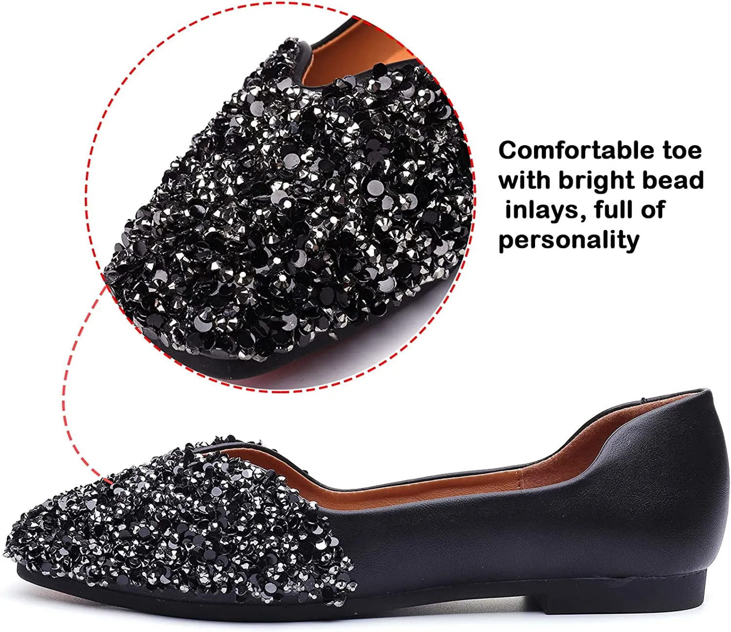 Nanccy Women's Rhinestone Flats Fashion Sequin Wedding Shoes