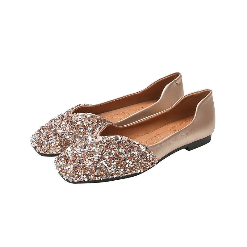 Nanccy Women's Rhinestone Flats Fashion Sequin Wedding Shoes