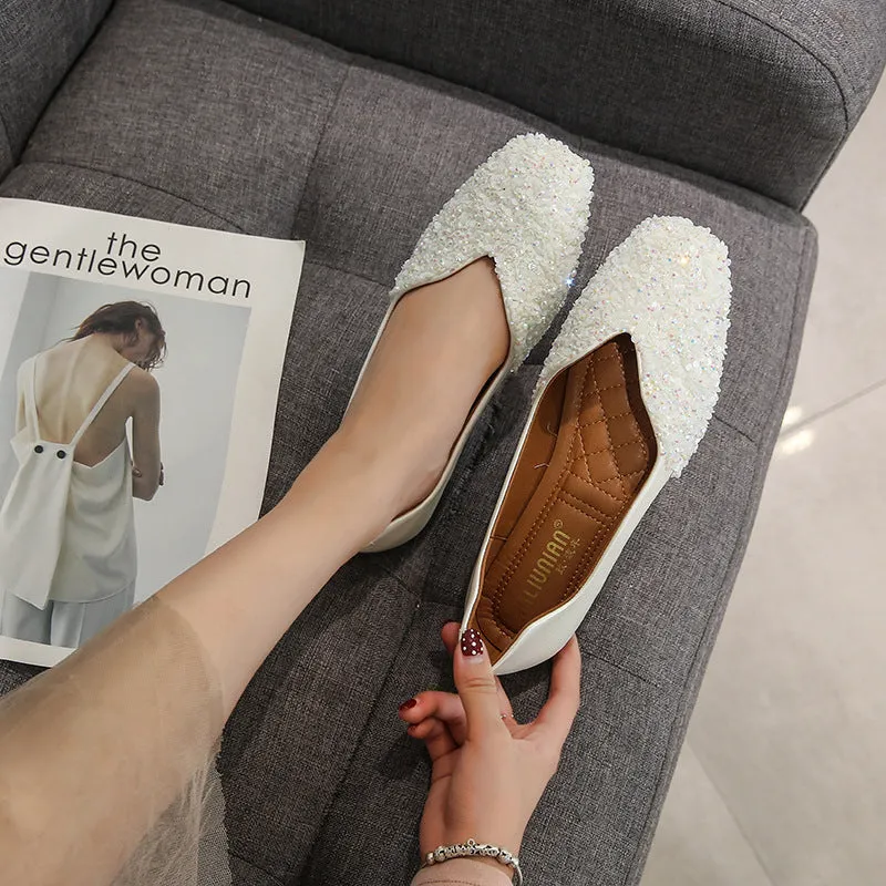 Nanccy Women's Rhinestone Flats Fashion Sequin Wedding Shoes