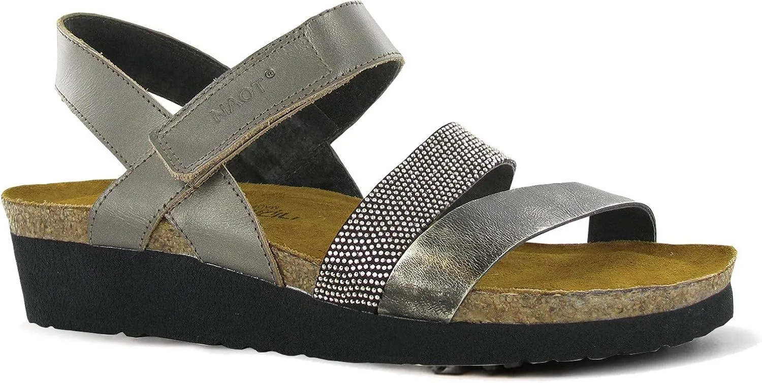 NAOT Women Krista Backstrap Sandal Pewter/Metal Lthr Combo 7-7.5 N US