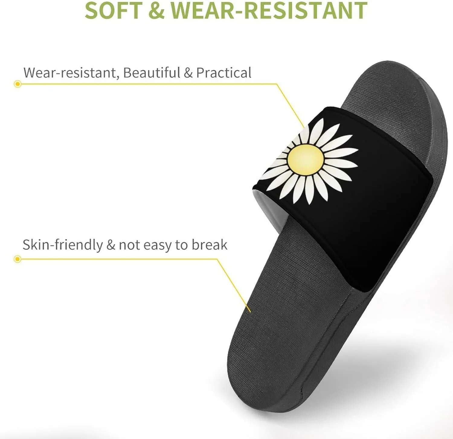 Nature Flowers Daisy Shower Sandals Home Slippers Non-Slip Quick Drying Beach Bathroom Slipper