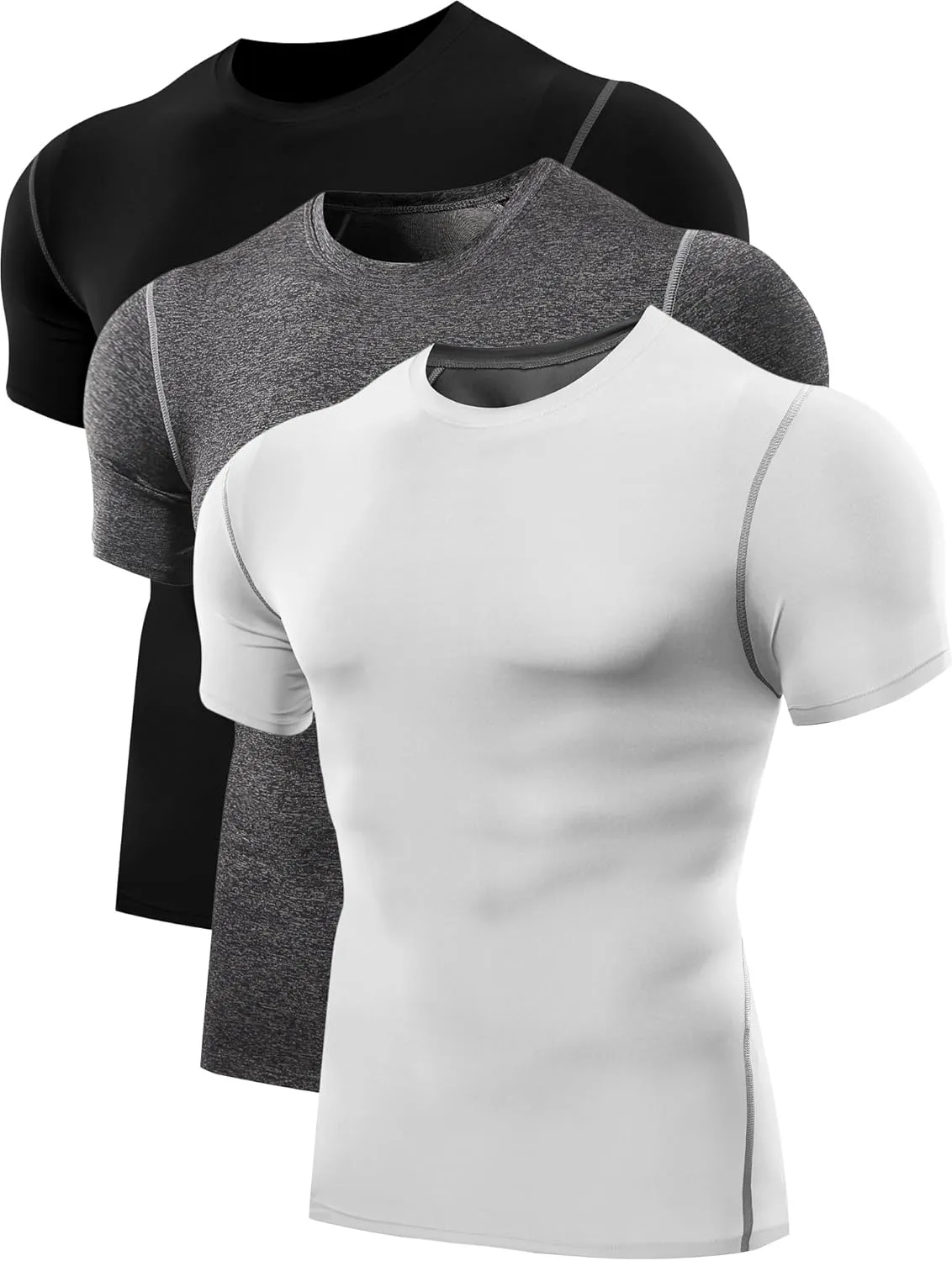 NELEUS Men's 3 Pack Athletic Compression Base Layer Workout Shirt