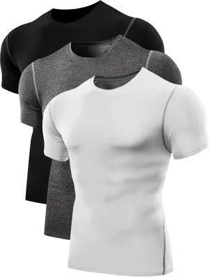 NELEUS Men's 3 Pack Athletic Compression Base Layer Workout Shirt