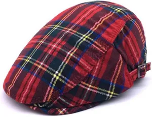 Newsboy Cap Beret Men Women Flat Caps Summer Cotton Plaid Hat Outdoors