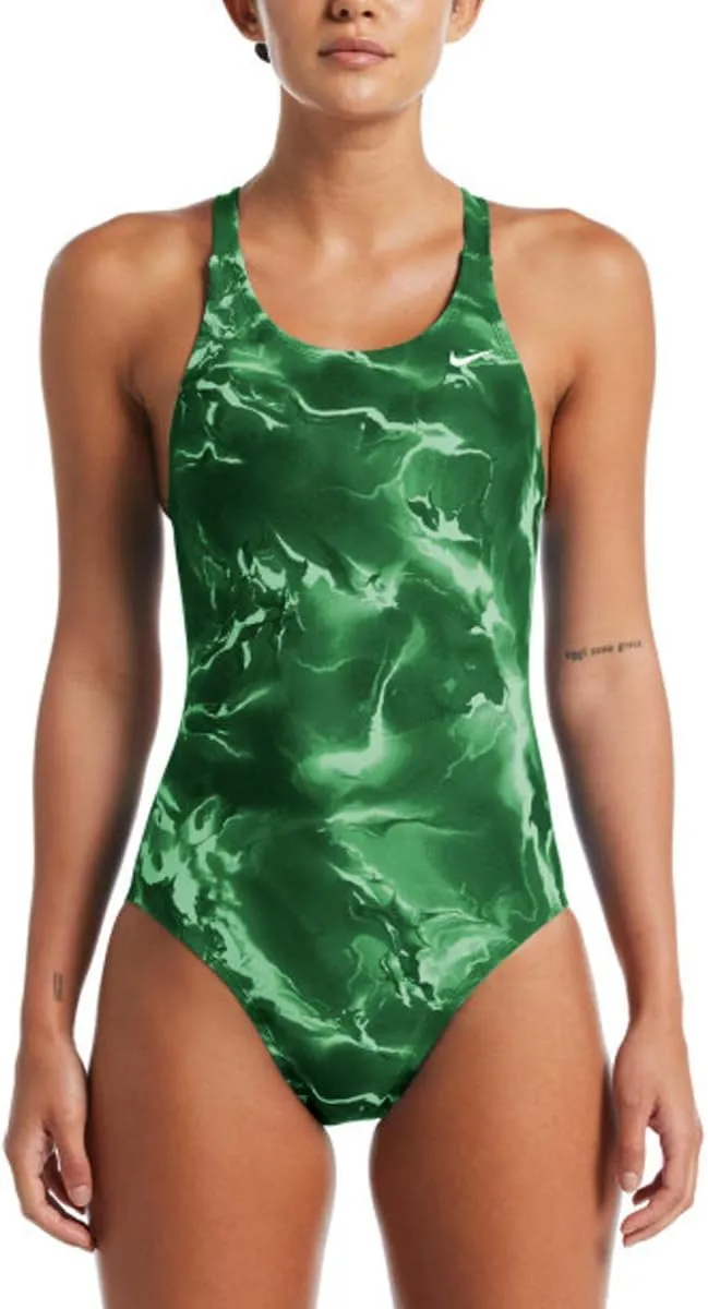 Nike Women's Hydrastrong Lightning Fastback One Piece, Court Green - 28