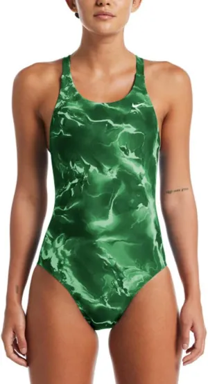 Nike Women's Hydrastrong Lightning Fastback One Piece, Court Green - 28