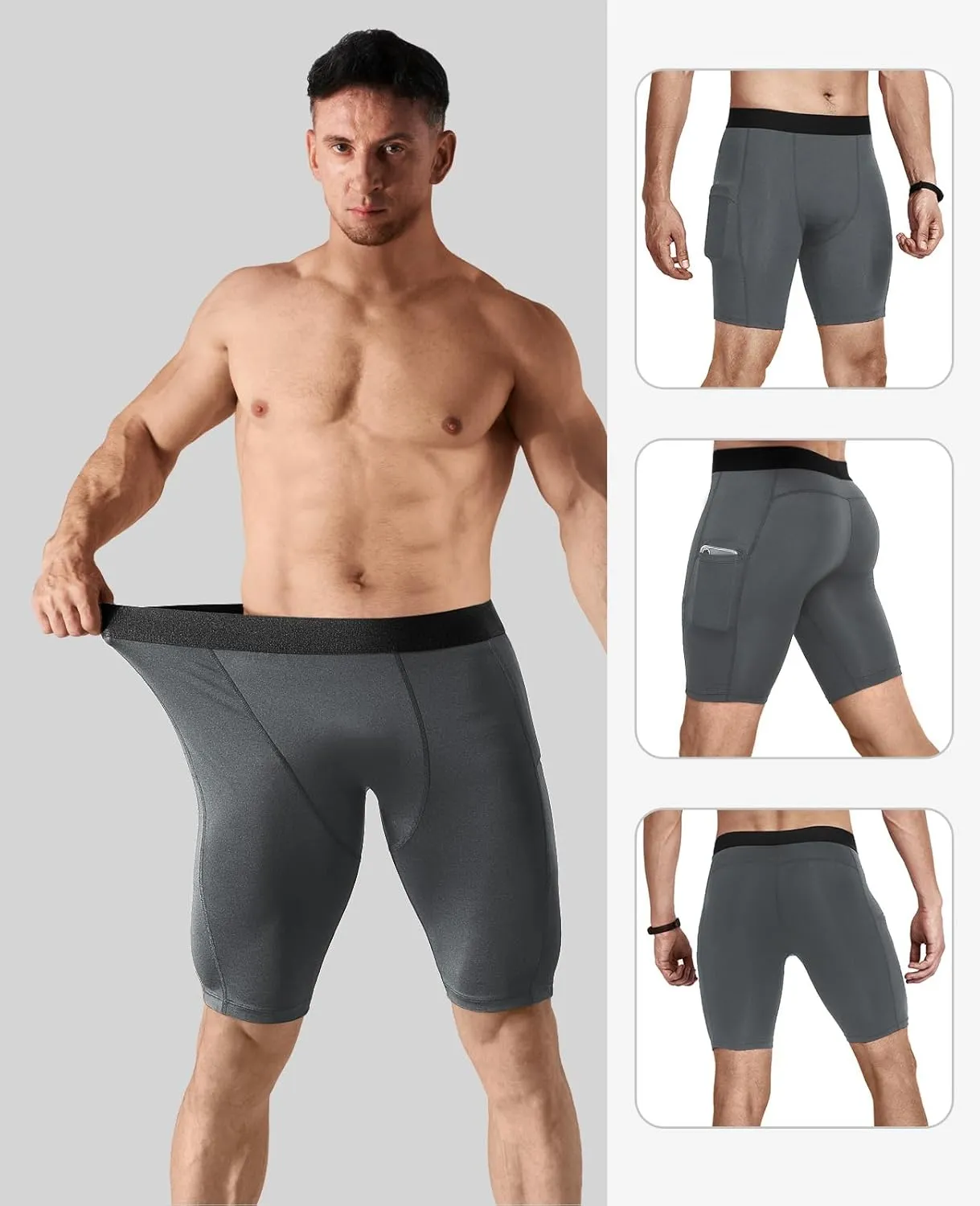 Niksa 1/2/4/5 Pack Compression Shorts Men, Spandex Running Shorts Athletic Workout Sport Performance Baselayer Underwear