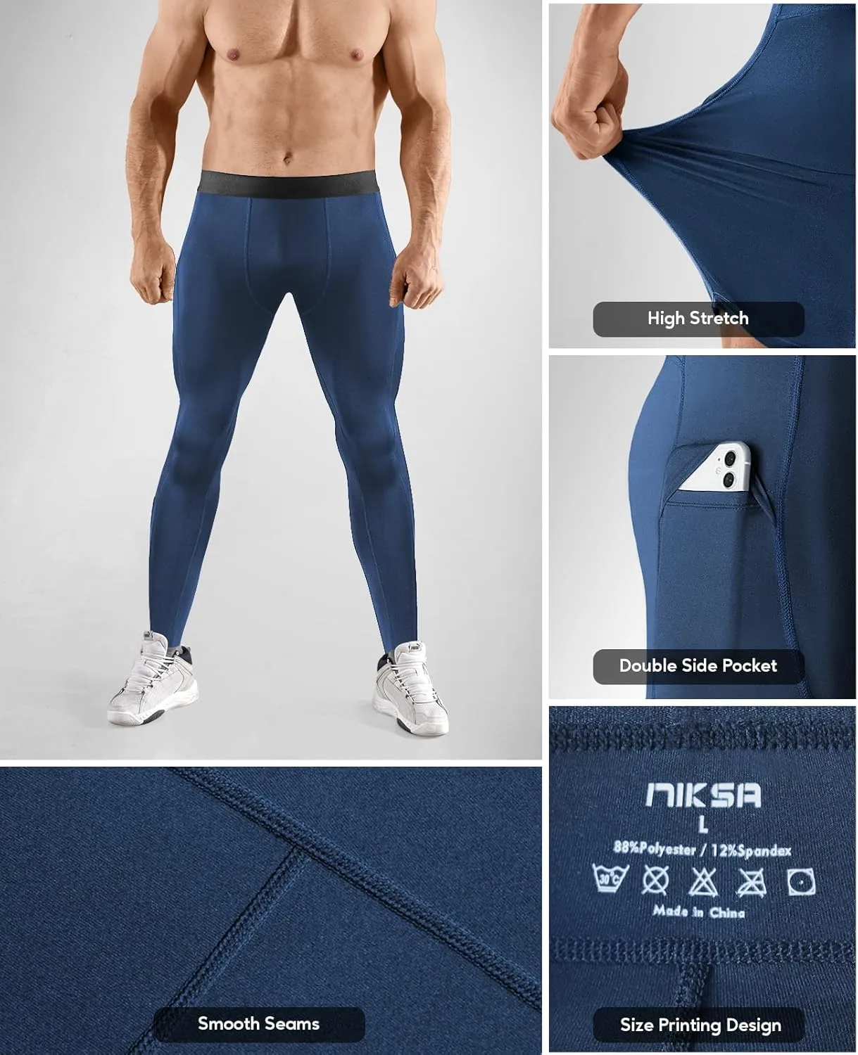 Niksa 1/2/4/5 Pack Compression Shorts Men, Spandex Running Shorts Athletic Workout Sport Performance Baselayer Underwear