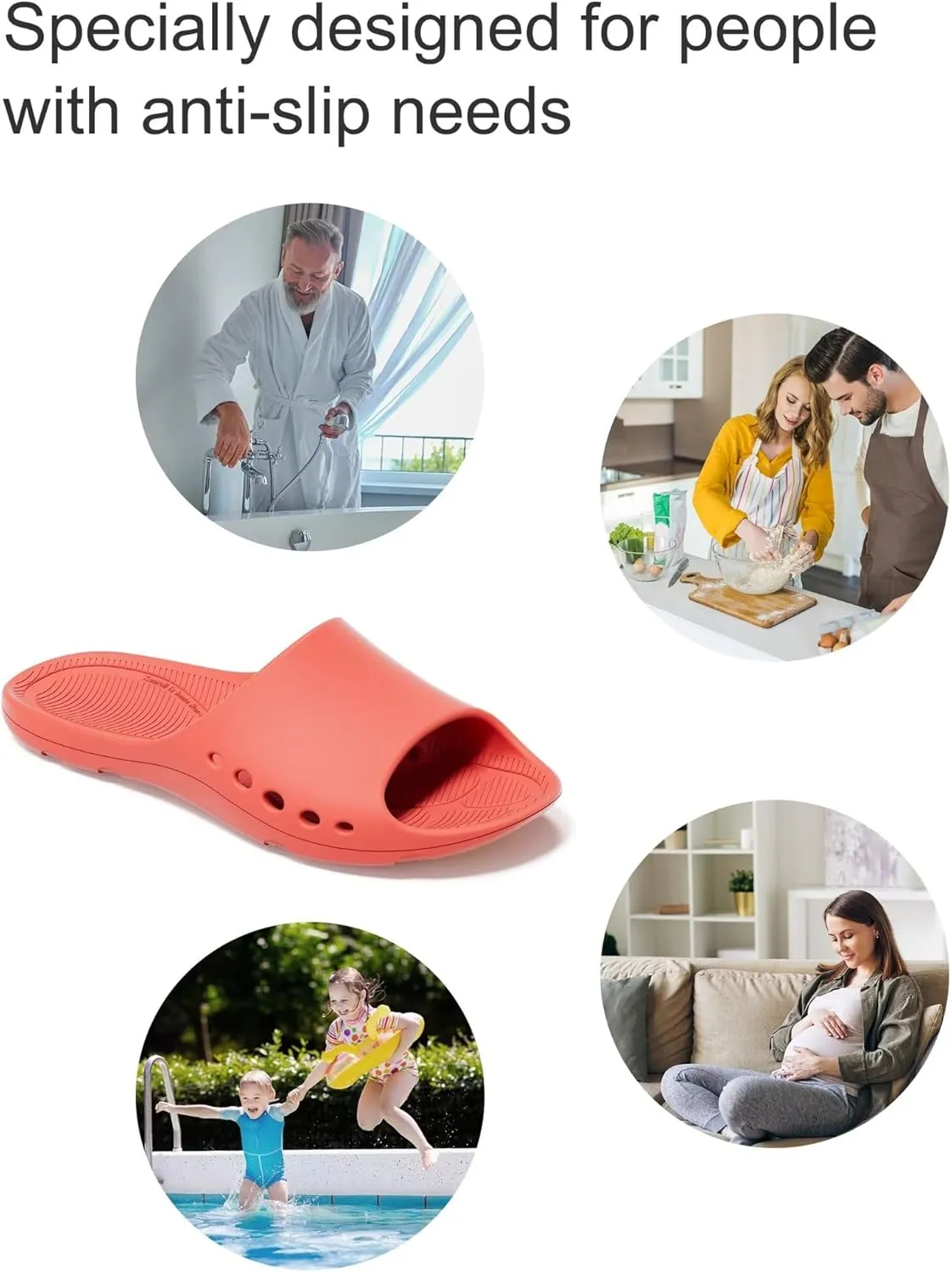 Non Slip Shower Shoes, Lightweight Indoor House Slides Bathroom Shower Sandals Slippers for Women and Men