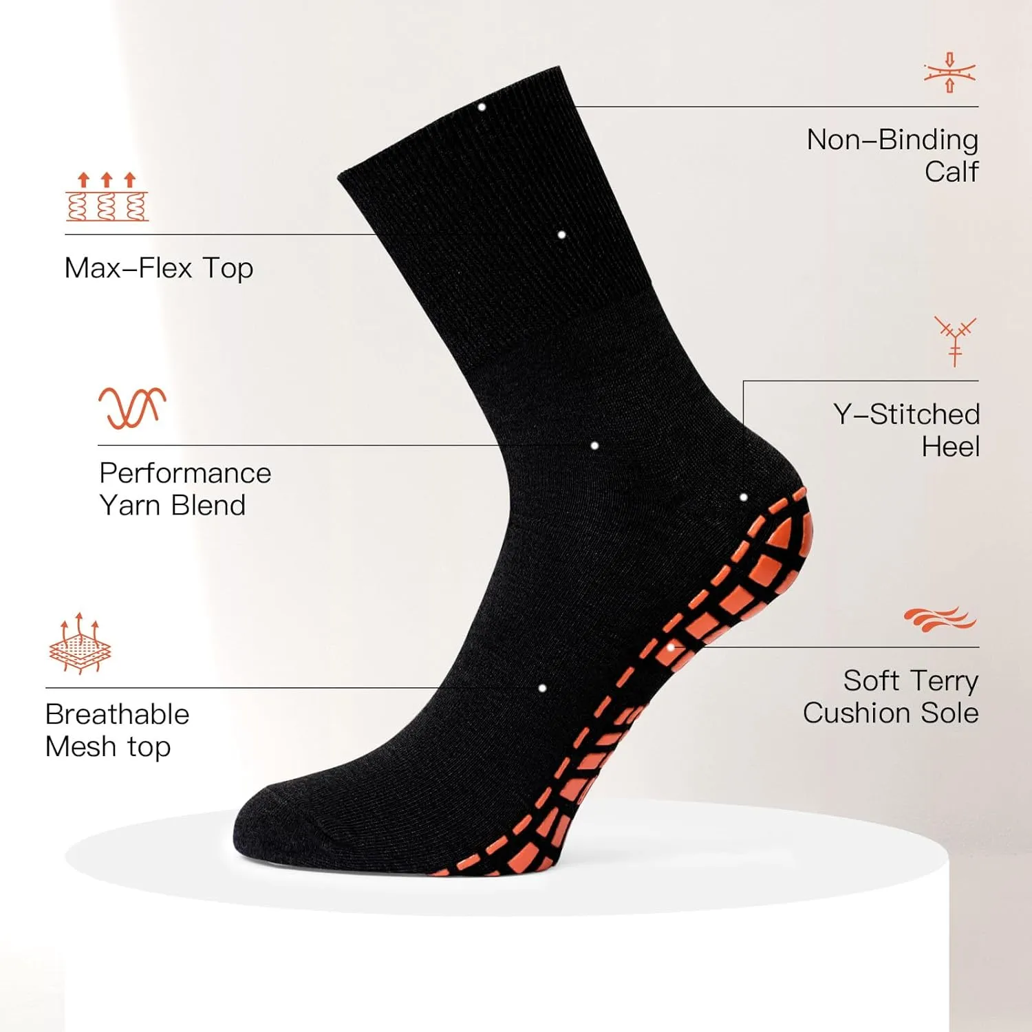 NOVAYARD 5 Pairs Non Slip Socks Hospital Diabetic Non Skid Slipper Socks Men Women