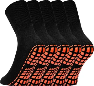 NOVAYARD 5 Pairs Non Slip Socks Hospital Diabetic Non Skid Slipper Socks Men Women