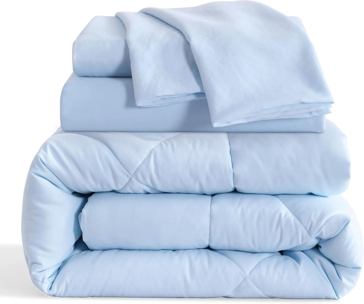 NTBAY Twin Comforter Set with Sheets, 5-Piece Soft and Breathable Bedding Set, Down Alternative Comforter Set, Solid Color All Season, Kids Bedding Set, Aqua