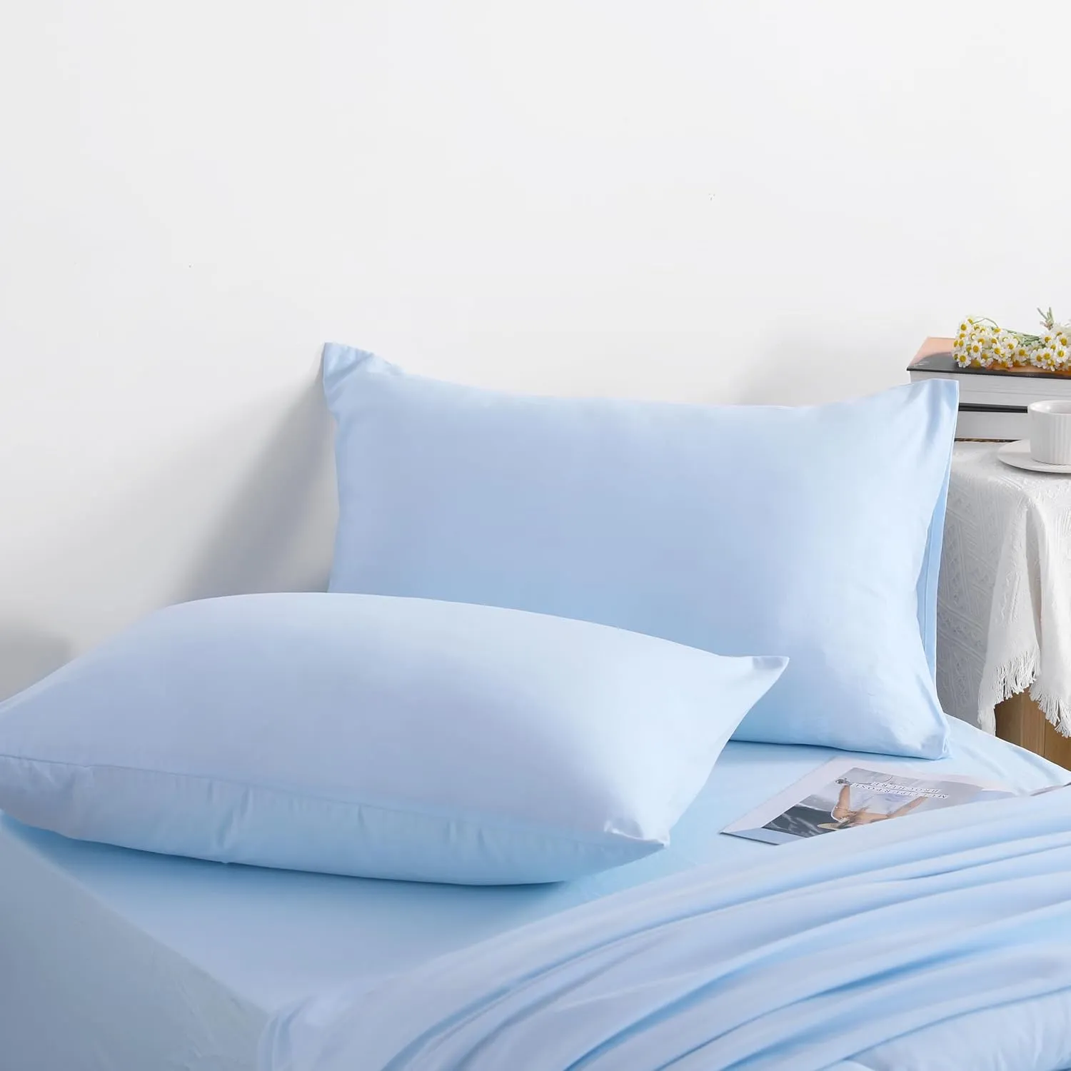 NTBAY Twin Comforter Set with Sheets, 5-Piece Soft and Breathable Bedding Set, Down Alternative Comforter Set, Solid Color All Season, Kids Bedding Set, Aqua