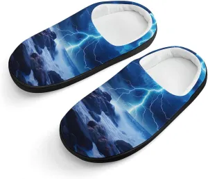 Ocean Thundering Storm Kids Slippers for Girls Boys Winter Warm Plush Slip On House Slippers for Indoor Outdoor