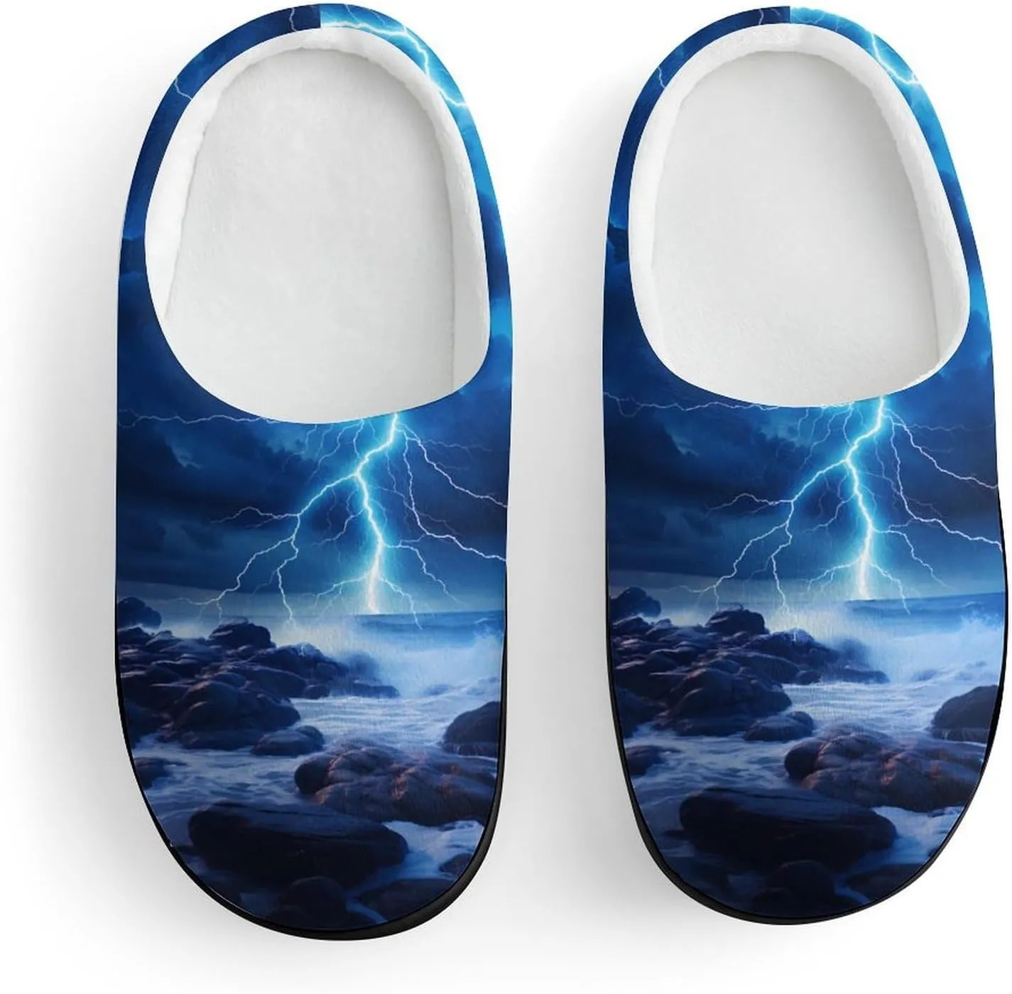 Ocean Thundering Storm Kids Slippers for Girls Boys Winter Warm Plush Slip On House Slippers for Indoor Outdoor