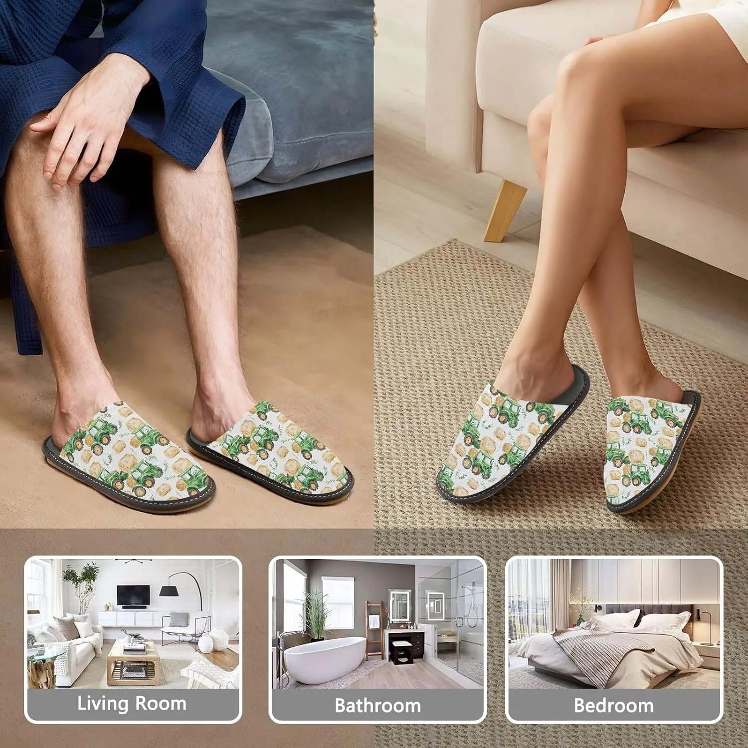 ODAWA Birthday Element Memory Foam House Shoes Slipper Woman, Cozy Washable Slip on House Shoes for Men