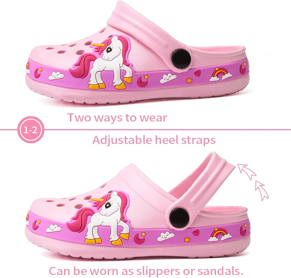 OHSNMAKSL Toddler Clog Slippers Garden Sandals Slip On Water Shoes Sneakers Cartoon Slides for Boys and Girls Children Beach Pool Shower