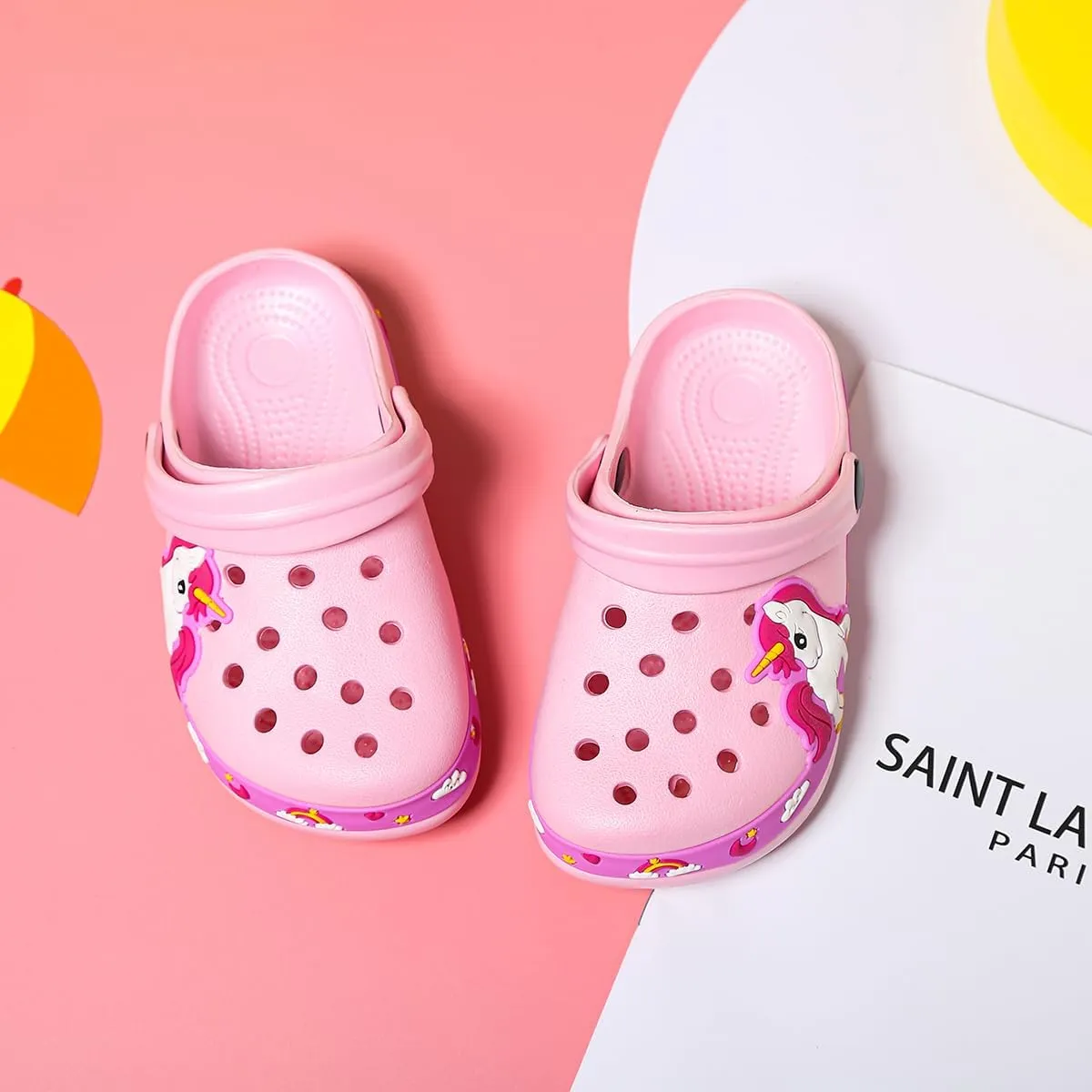 OHSNMAKSL Toddler Clog Slippers Garden Sandals Slip On Water Shoes Sneakers Cartoon Slides for Boys and Girls Children Beach Pool Shower